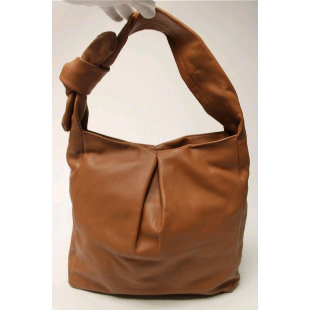 Staud Island Knotted Womens Supple Tan Leather Hobo Satchel Shoulder Bag - Picture 3 of 16